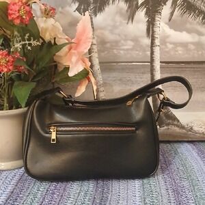 Street Level Black Shoulder Bag with Gold Accents